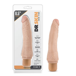 Blush Novelties Dr Skin Vibe 7 - Real Feel Realistic 8.5 Inch Long Vibrating Dildo - IPX7 Waterproof - Soft Body Safe Materials 
