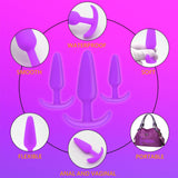 Eastgoal Adult Anal Sex Toys, Set of 3 Silicone Taper Sized Butt Plug Training Kits (Purple)