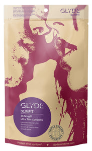 GLYDE Slimfit - Snug Fit Condoms - 36 Count - Ultra-Thin, Vegan, Non-Toxic, Smaller Size Natural Rubber Latex - 49mm for Tighter