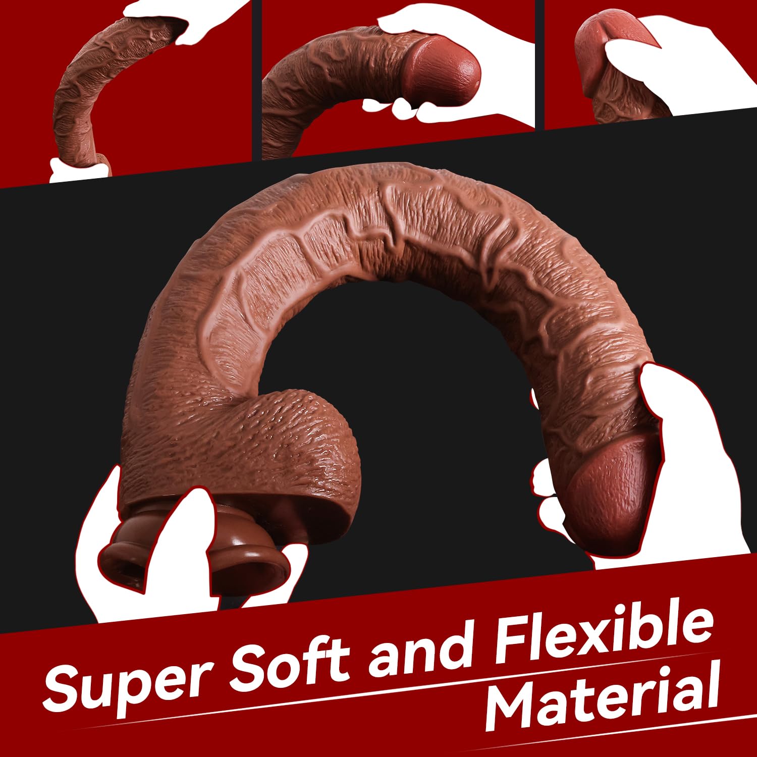 16.93 Inch Super Long Dildo Realistic Huge Big Black Anal Dildo with Small Glans,Giant Dildo Strap on Dildo with Strong Suction
