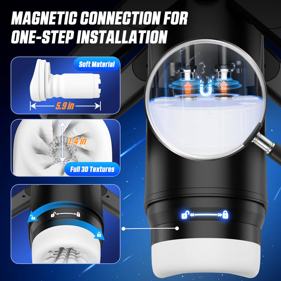 AOOXOOA Sex Toys for Men Automatic Male Masturbator Penis Pump, 9 Scrotal Vibrations, Wing Handle Design, 9 Thrusting, LCD Displ