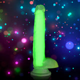 Lollicock 7'' Glow-in-The-Dark Silicone Dildo w/Balls for Men, Women, & Couples. Glow in The Dark Dildo with Balls Made with Pre