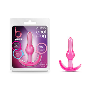 Blush curvy Anal Plug - Wearable 3.5 Beginners Anal Toy - StayPut & AnchorTech Design - Tapered, Soft, Flexible for comfort - Fi