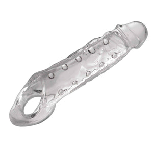 Size Matters Clearly Ample Penis Enhancer With Strechy Ball Strap For Men, Women, And Adult Couples, Reusable Extender Sleeve For Size Length And Girth, Soft, And Firm With Textured Nubs, 9.1 Inch