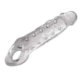Size Matters Clearly Ample Penis Enhancer With Strechy Ball Strap For Men, Women, And Adult Couples, Reusable Extender Sleeve For Size Length And Girth, Soft, And Firm With Textured Nubs, 9.1 Inch