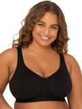 Fruit of the Loom Womens Plus Size Wireless Cotton Bra, Black Hue, 42G