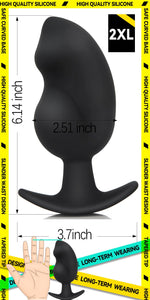 Anal Plug for Comfortable Long-Term Wear - Silicone Butt Plug Dilator with Curved Base & Slender Waist - 6.14 x 2.51 Inch Prosta