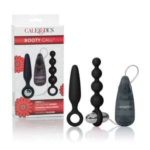 Calexotics Booty Call Vibro Kit - Wired Vibrating Bullet Anal Pleasure Beads - Vibe Egg Anal Probe Adult Sex Toy - Black