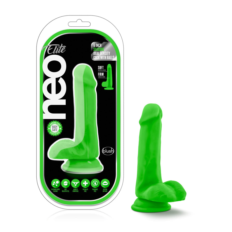 Blush Neo Elite 6.5 Realistic Silicone Dildo, 1.25 Thick Shaft SensaFeel, Suction Cup, Strap-On Compatible, Waterproof, Lifelike