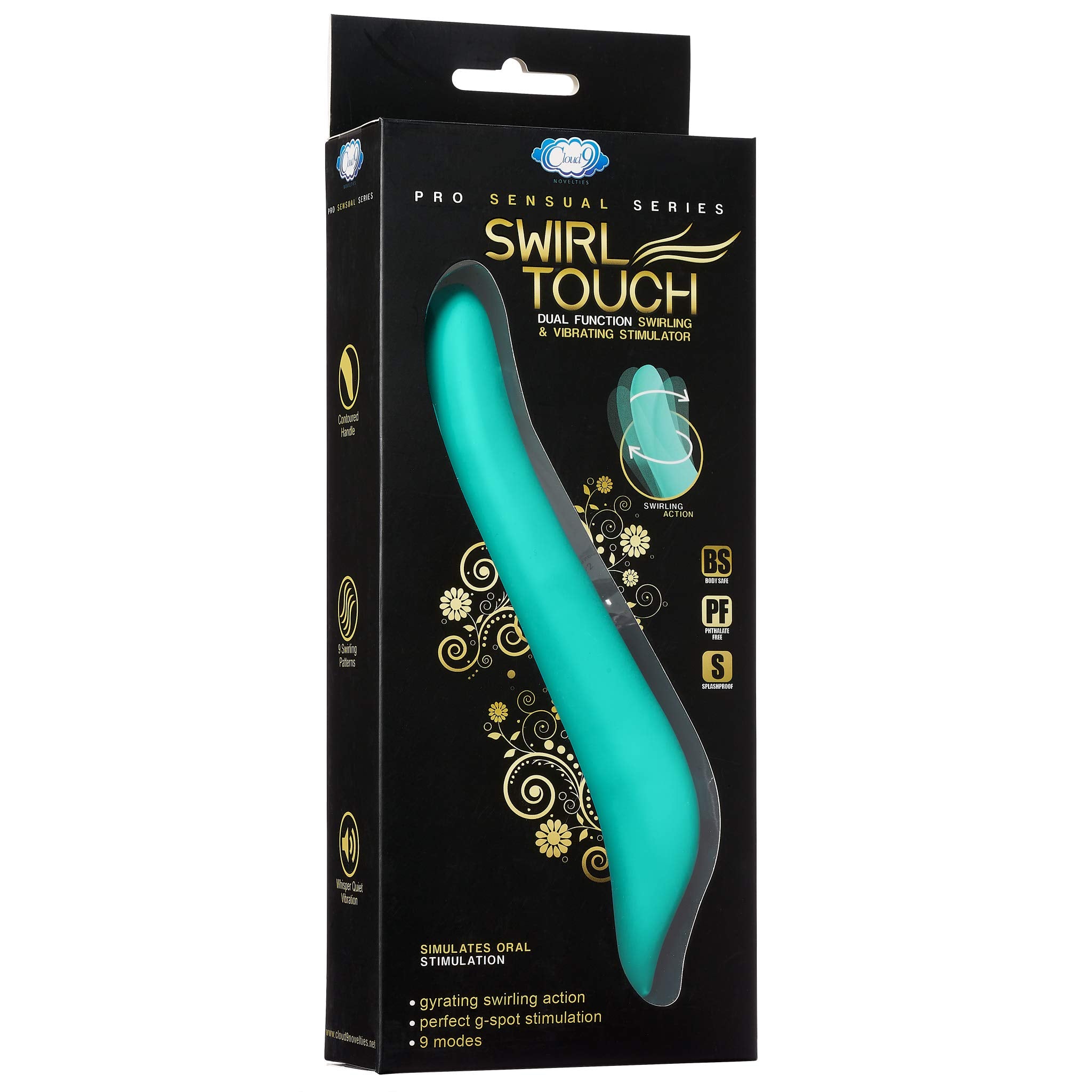 Cloud 9 Novelties Swirl Touch Dual Function Swirling And Vibrating Stimulator (Teal)