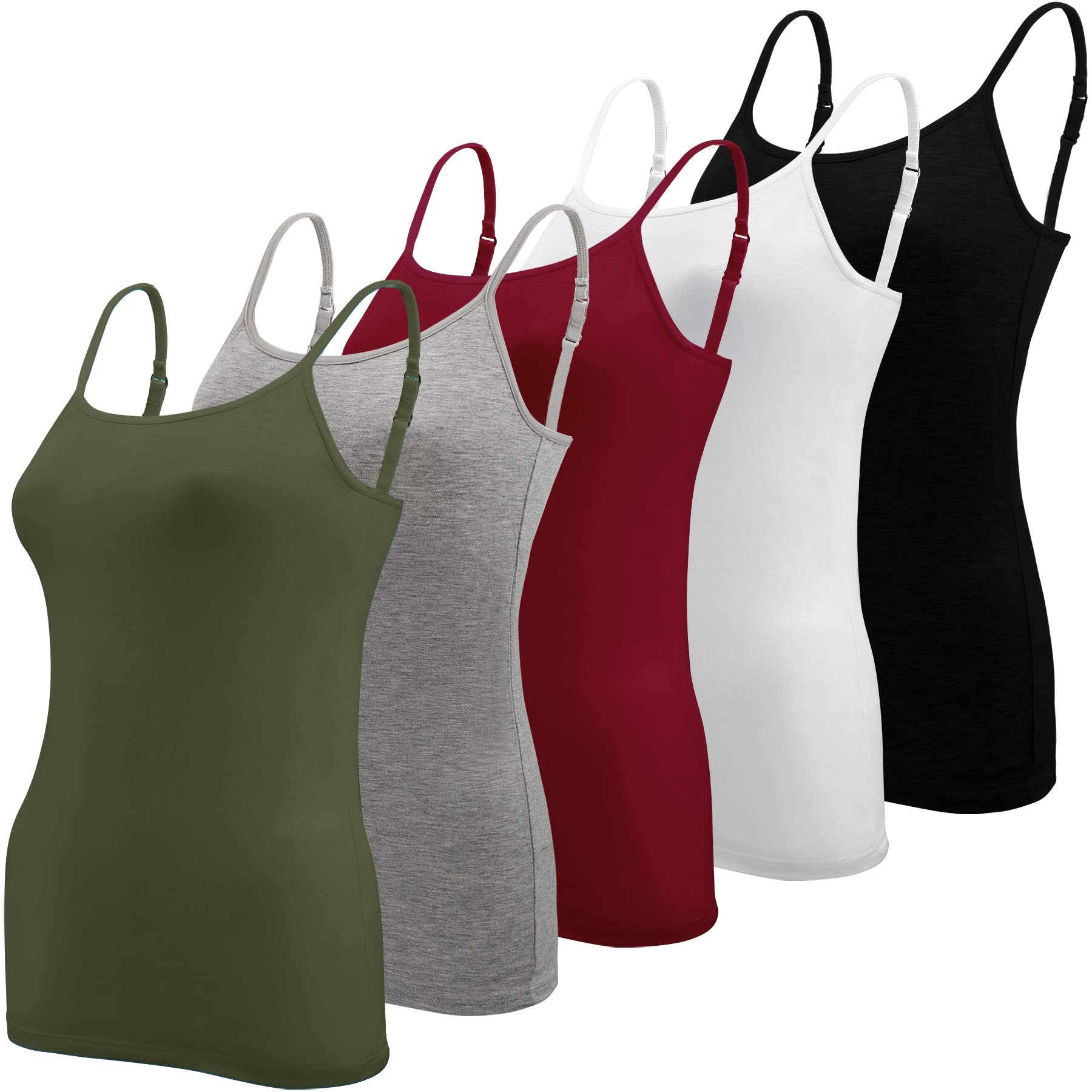 BQTQ 5 Pcs Camisole for Women Undershirt Spaghetti Strap Camisole Tank Tops, L