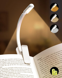 Lucarni Book Light,Reading Lights For Books In Bed,Aaa Battery Clip-On Led Reading Light With 3 Colors & Stepless Dimming,Portab