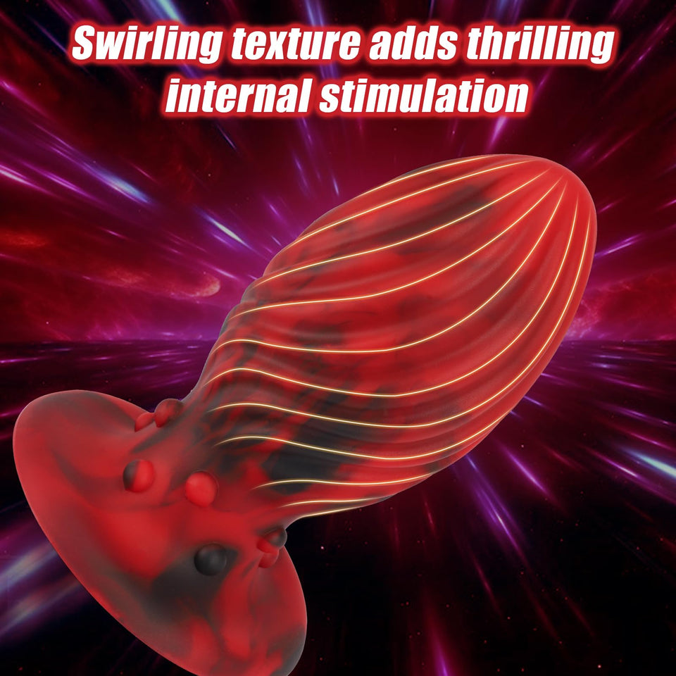Super Big Anal Plug Liquid Silicone Butt Plug with Suction Cup Base for Advanced Player, Swirl Anal Toy Waterproof Butt Plug Kit