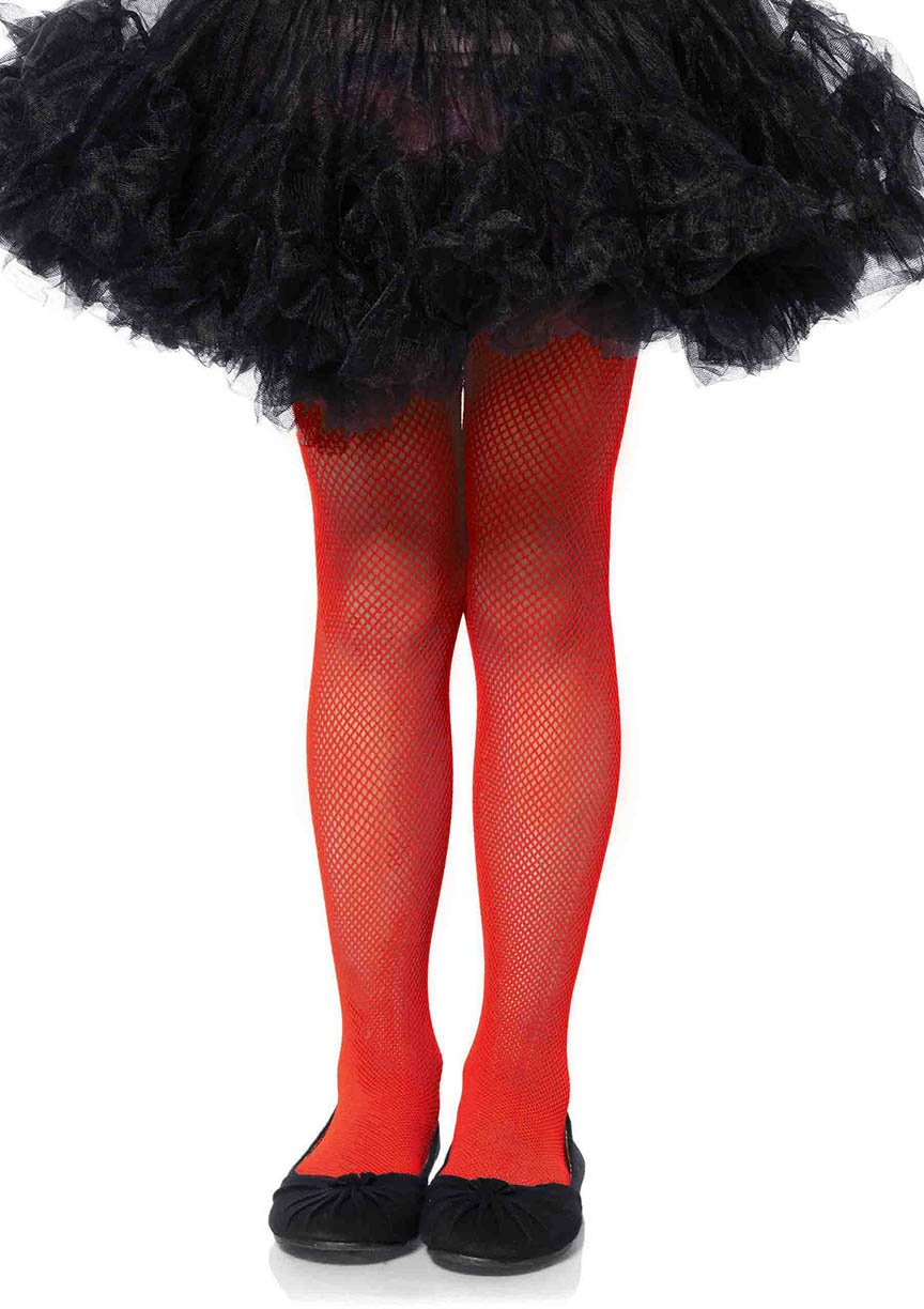 Girls Fishnet Large Red Large