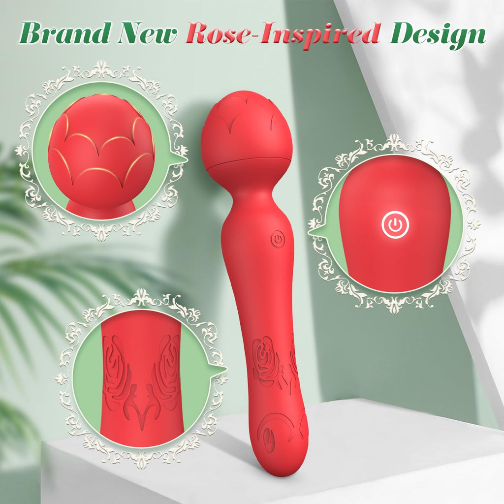 Wand Vibrator Rose Sex Toy - Clitoral Stimulator Anal Nipple G Spot Vibrators, Rose Adult Sex Toys Magic Quiet Cordless Massager