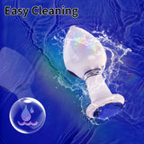 Crystal Glass Anal Plug with Luxury Jewelry Butt Plug Fetish Anus Stimulation Unisex Adult Anal Sex Toy (Blue, L)