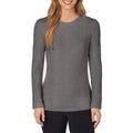 Cuddl Duds Womens Fleecewear with Stretch Long Sleeve Crew Neck - Heavyweight, Ultra-Warm Base Layer & Lounge Top, Charcoal Gre