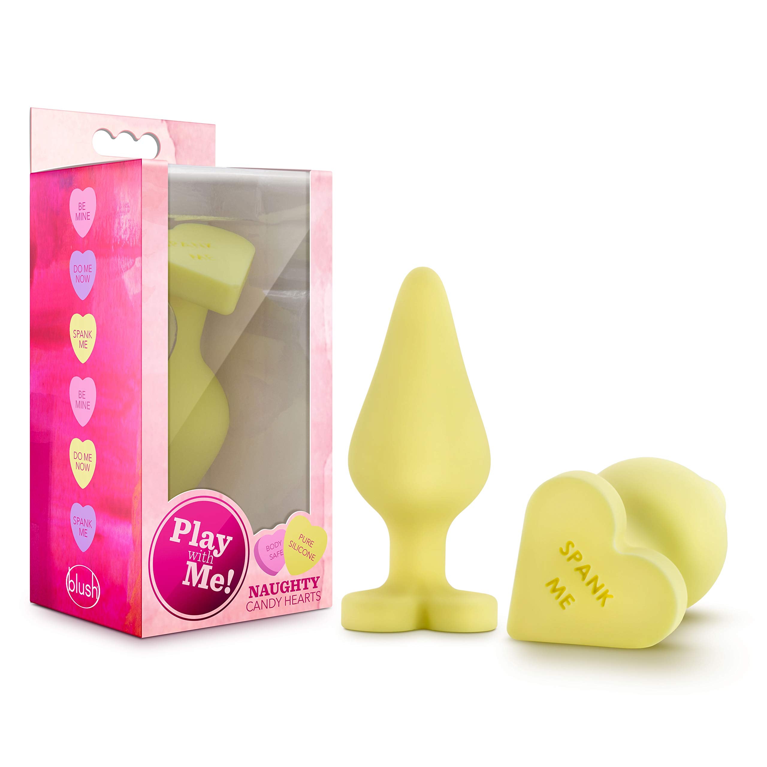 Blush Novelties Naughty Candy Heart - Smooth Satin Silicone Heart Shaped Bottom Anal Butt Plug Sex Toy For Men And Women - Yello