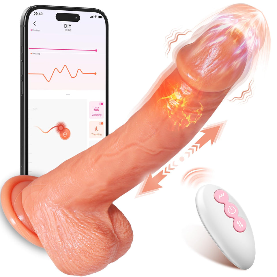 Thrusting Dildo Realistic Vibrating Dildo - Silicone Vibrator Fake Penis G-Spot Stimulator 8 Inch Suction Cup Dildo Anal Adult S