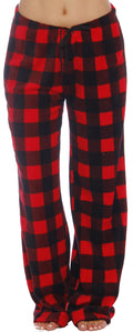 Just Love Womens Plush Pajama Pants, Medium, Buffalo Plaid Red