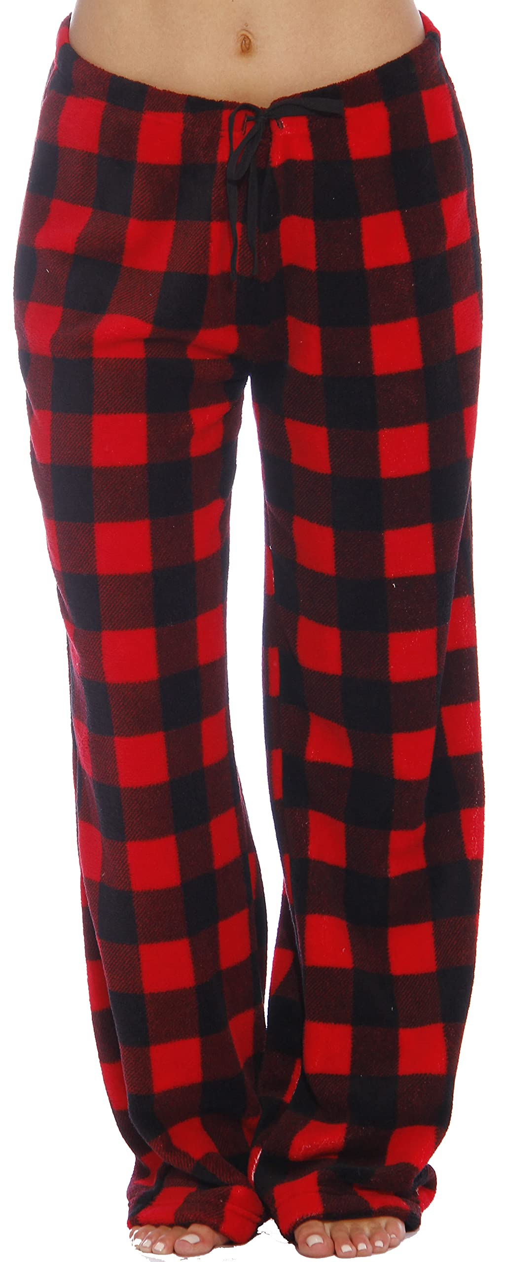 Just Love Womens Plush Pajama Pants, Medium, Buffalo Plaid Red