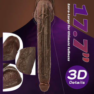 17.7 Inch XXL Black Realistic Monster Dildo, Extra Long Huge Anal Dildo with Suction Cup for Hands-Free Deep Play, Adult Sex Toy