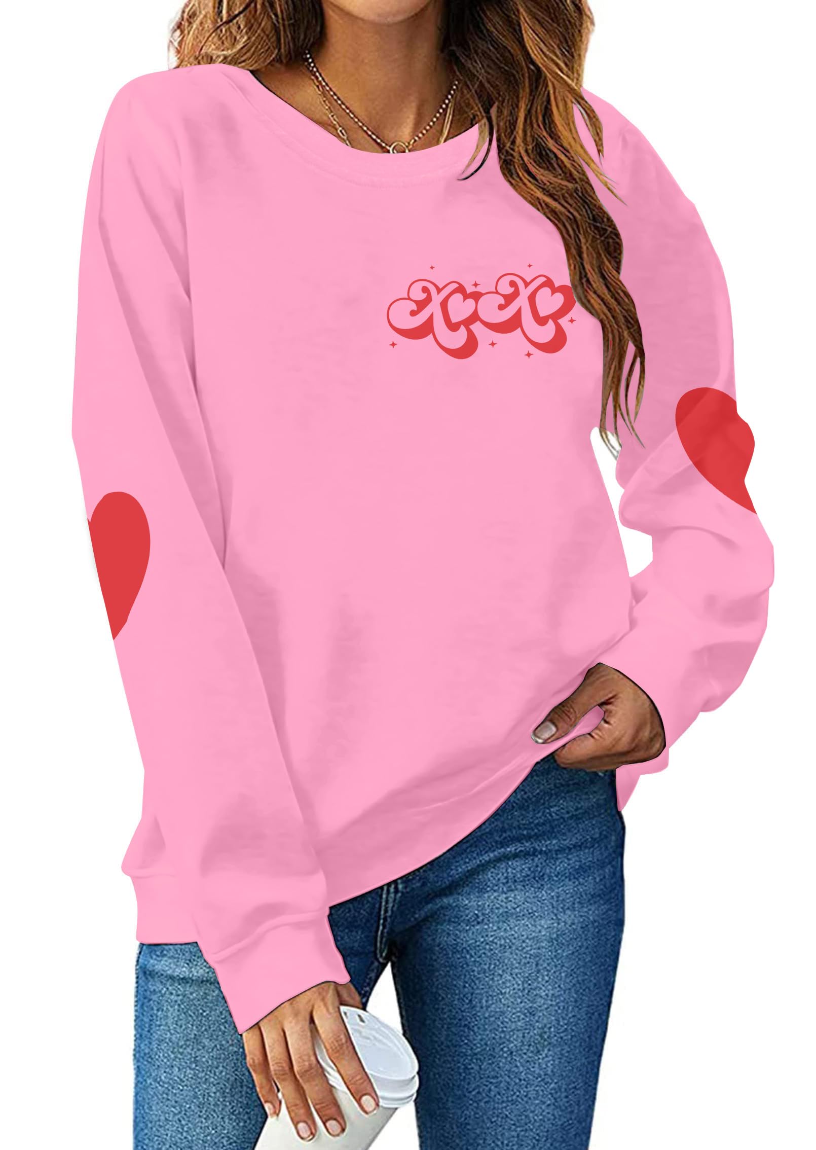 Valentines Shirt Women Love Heart Letter Print Shirts Cute Valentines Day Long Sleeve Top