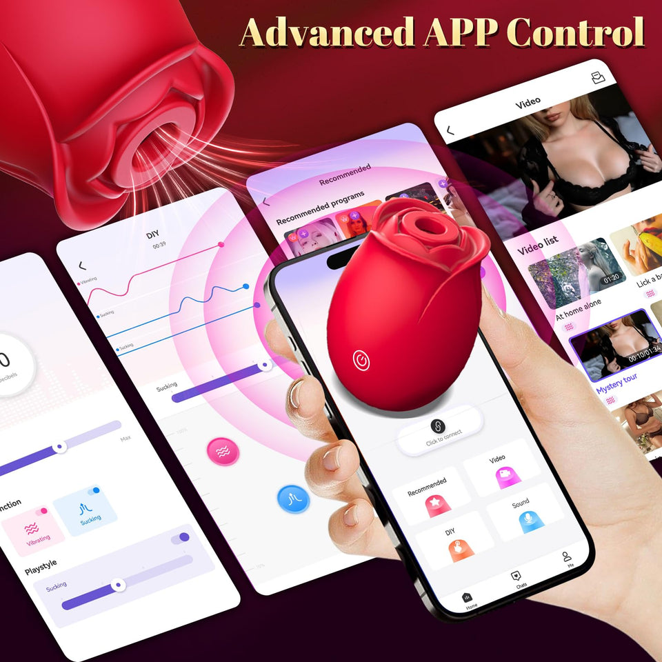 Gasevimo Sex Toys Vibrator Adult Toy - APP Control Rose Sex Toy Adult Toys with 9 Sucking & 9 Vibrating Modes for Women Nipple T