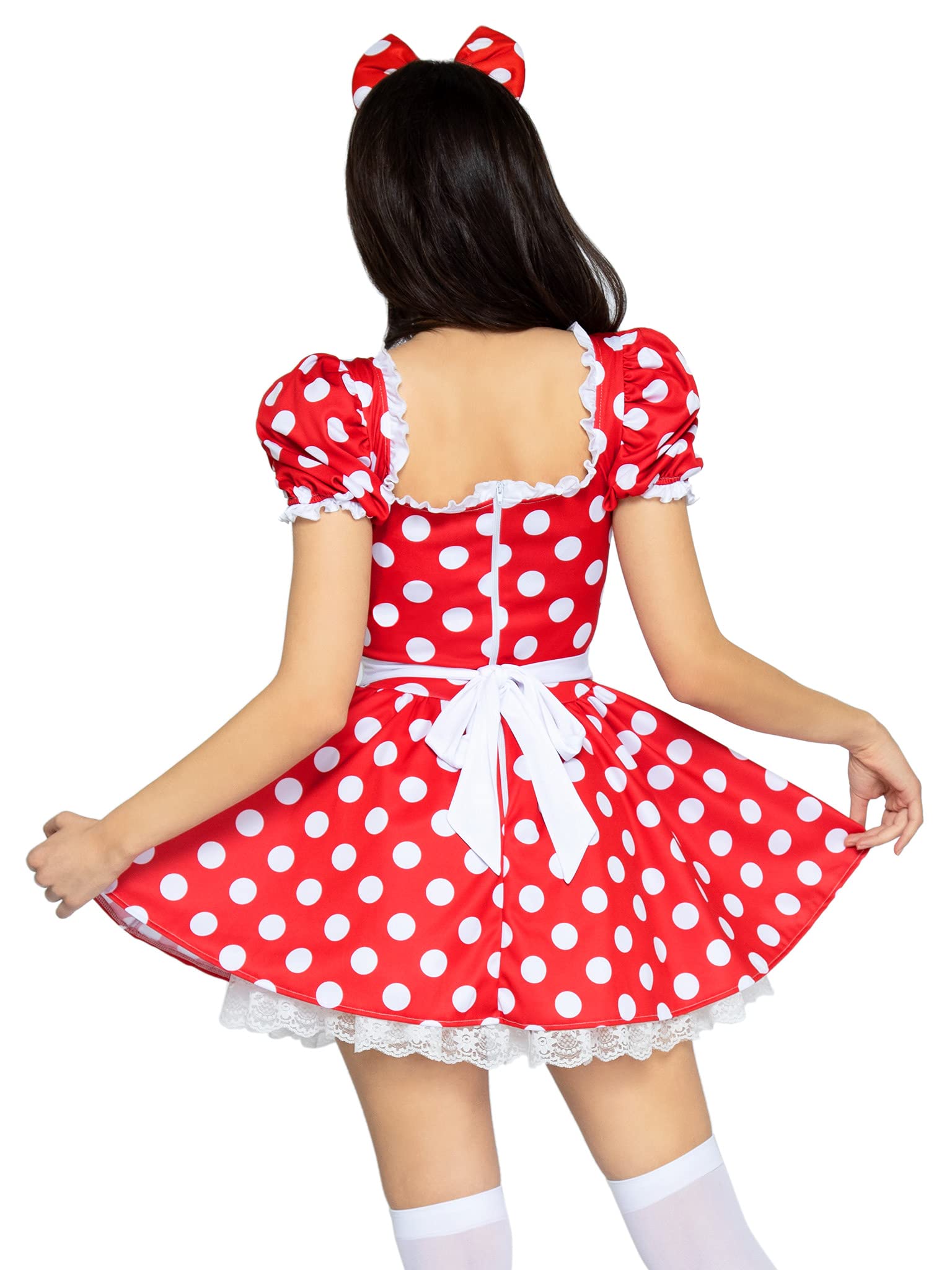 2 Pc Polka Dot Dress With Ruch - Medium / Red/White
