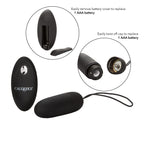 Calexotics Silicone Remote Bullet Vibrator, Waterproof 12-Functions Silicone Massager With Easy Retrieval Cord Black Se-0077-10-