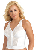 Exquisite Form FULLY Full-Coverage Slimming Longline Posture Bra, Front Closure, Lace, Wire-Free #5107565, White, 44DD