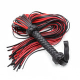 VENESUN Restraints Spanking Whips, 25inch Faux Leather Flogger for Adult BDSM Play, Black and Red