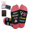 Juesly 50th Birthday Gifts for Her - Socks with Pop Up Greeting Card and 50th Poster Anniversary Card, 50th Birthday Gifts for W