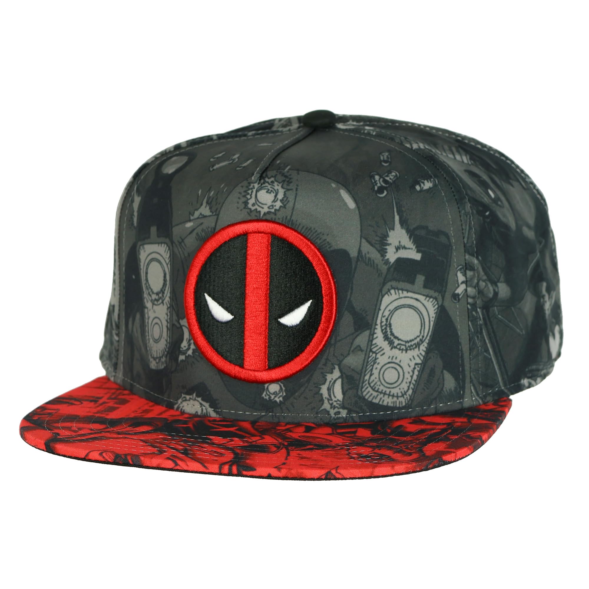 Marvel Deadpool Hat Embroidered Logo Patch Sublimated Flat Brim Snapback Cap OSFM Multicolored