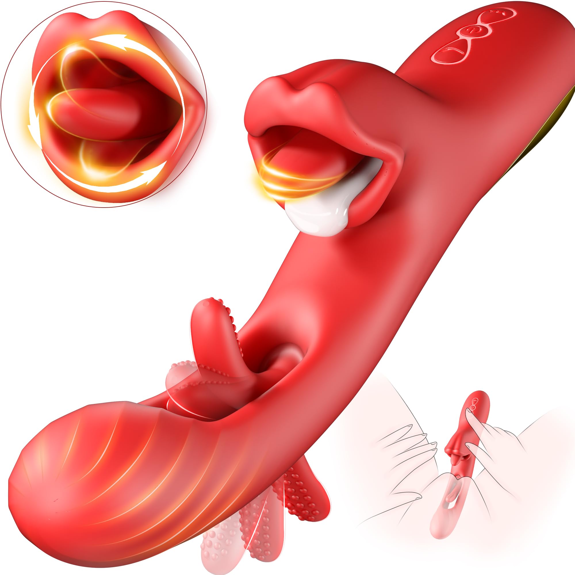 Luzine Vibrators Adult Sex Toys for Women, Tongue Dildo Rose Sex Toy with 7 Licking & Flapping Modes, 7 Vibrations Thrusting Vib
