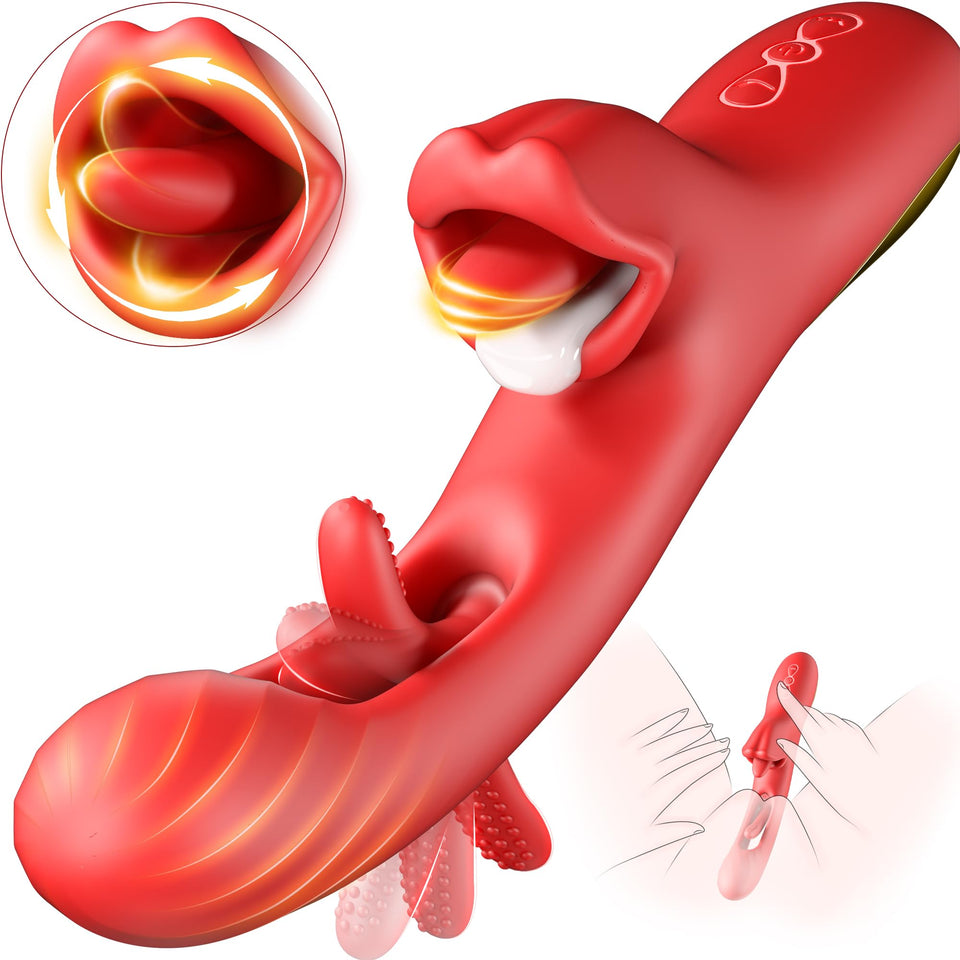 Luzine Vibrators Adult Sex Toys for Women, Tongue Dildo Rose Sex Toy with 7 Licking & Flapping Modes, 7 Vibrations Thrusting Vib