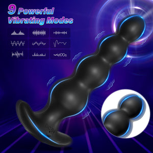 Vibrating Anal Beads Sex Toys - Vibrating Butt Plug with App Control 9 Vibrating Modes, Rechargeable Silicone Prostate Massager