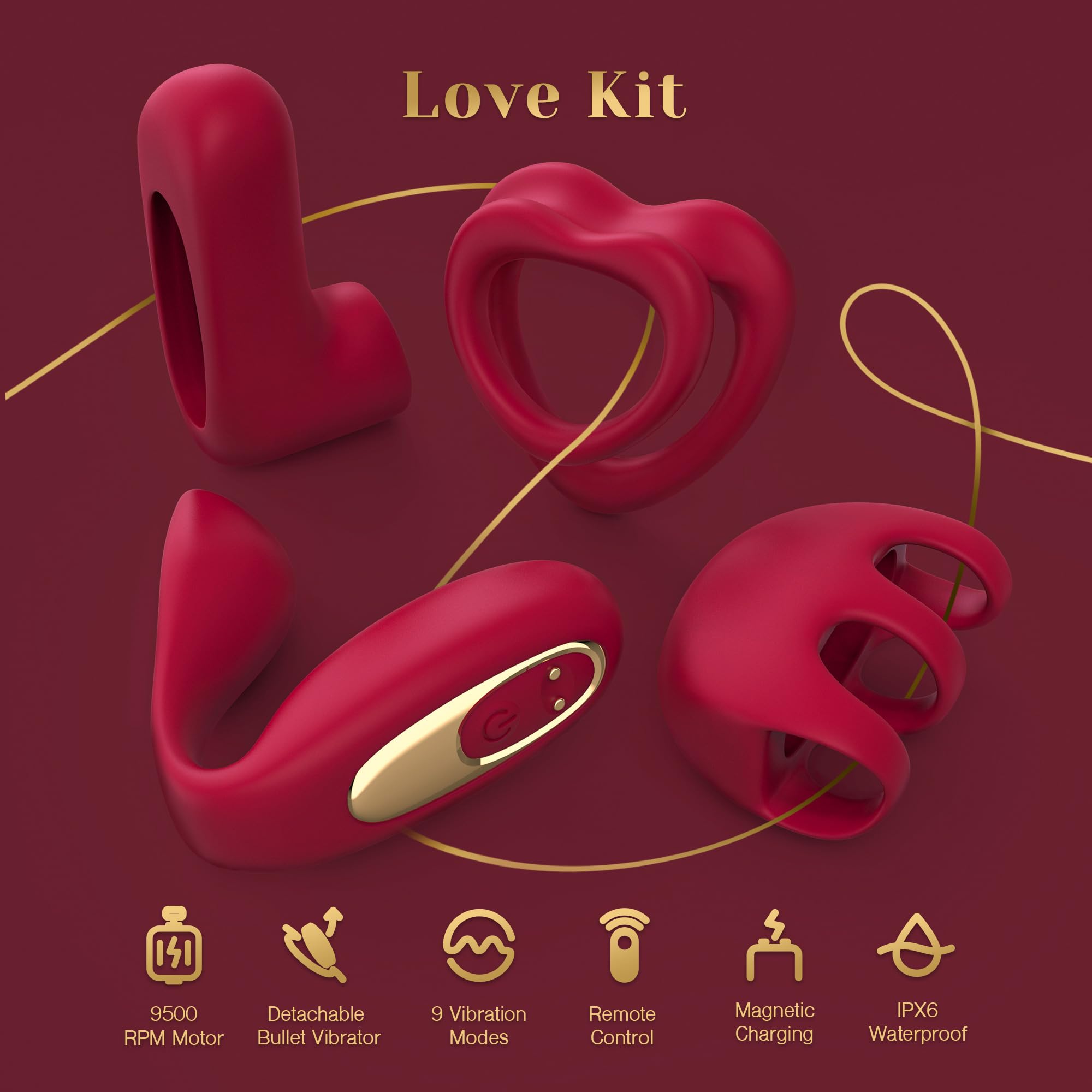 Tracy'S Dog Love Vibrator Kit, Versatile Remote Adult Sex Toys Set For Women & Couples - External Stimulator, Dual Cock Ring, Co