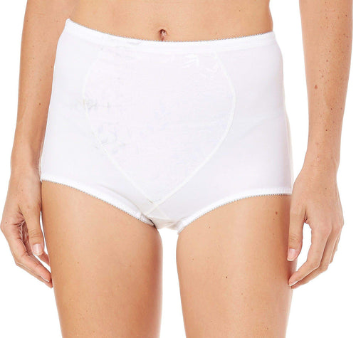 Bali womens Jacquard Mesh Tummy Panel Firm Control 2-pack Fajas Dfx710 Shapewear Brief, White Jacquard/White Jacquard, Medium US
