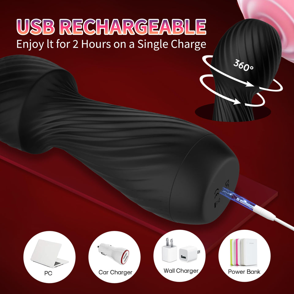 Mini Vibrator Wand, Sex Wand Vibrator Handheld Massager, Full Silicone Vibrator Women Sex Toys for Nipple Clitoral Stimulation,A