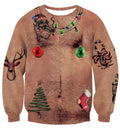 uideazone Ugly Chest Hairy Christmas Sweater Mens Funny Xmas Long Sleeve Sweatshirts Size 3XL
