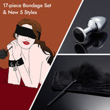 Sex Bondage BDSM Kit Restraints - UTIMI Upgrade Restraint Sets with Adjustable Handcuffs Collar Ankle Cuff Dice Beads Anal Plug
