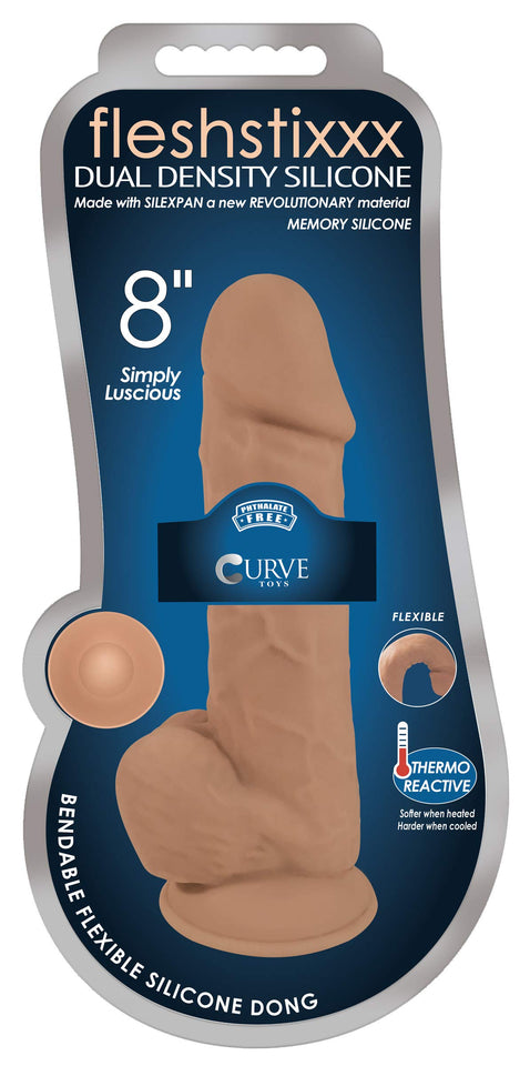 Curve Novelties Fleshstixxx 8In Silicone Dildo Wballs - Latte