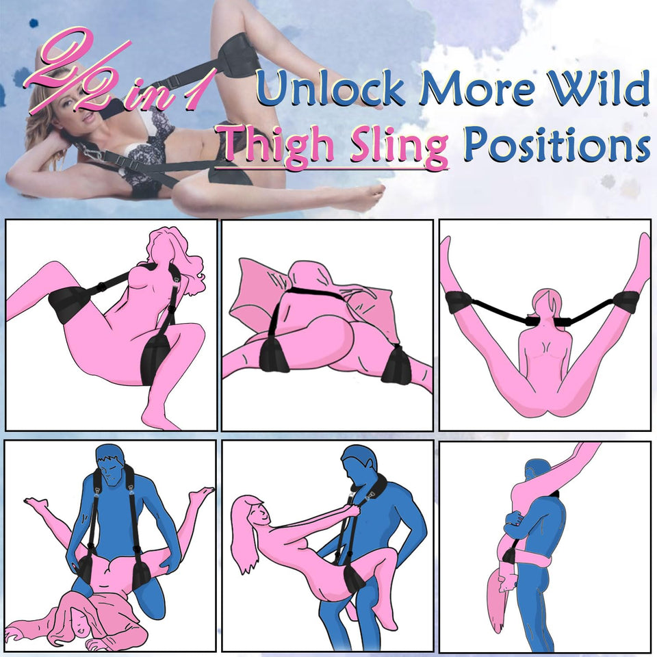Sex Swing Bondage Restraints BDSM Toys, Selver 2 in 1 Door Sex Swing & Thigh Sling with Adjustable Straps, BDSM Kit Couples Toys