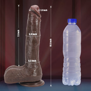 10.43 Inch Big Black Realistic Dildo Feels Like Skin, Huge Thick Dildo with Strong Suction Cup for Hands-Free Play, Lifelike Sil
