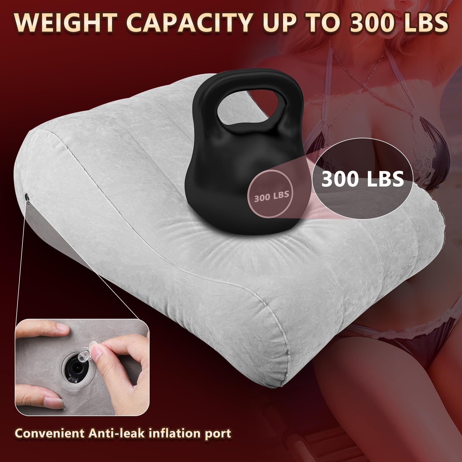 Sex Position Pillow Cushion with Sex Leather Bondage Strap, Sex Furniture for Bedroom Sex Chair, Couple Sex Toys for Deep Positi