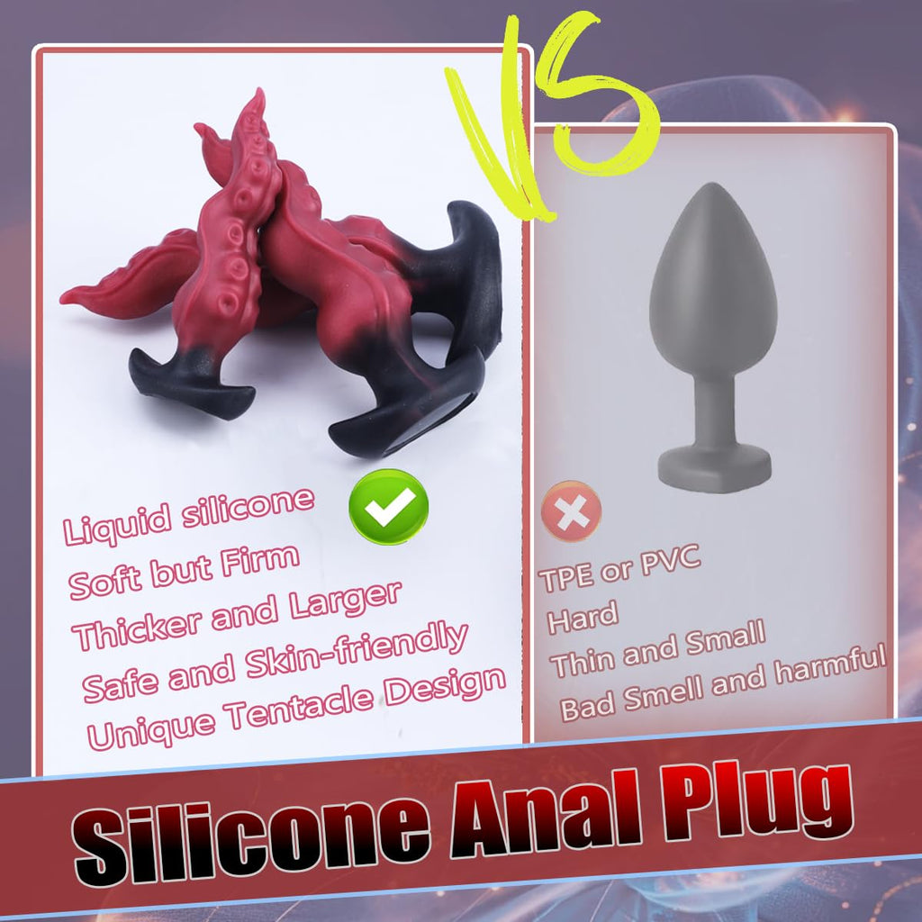 Gilingirl 9.05in Large Tentacle Dildo Anal Plug,Silicone Butt Plug for Safe Penetration,Adult Anal Sex Toy Monster Dildo,Wearabl
