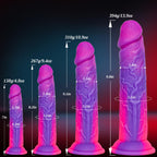 4-Piece Realistic Silicone Colorful Funny Dildo Set (7 '' 8 '' 9 '' 10 ''), Fantasy Pink Purple Dildo Anal Plug Trainer Set for