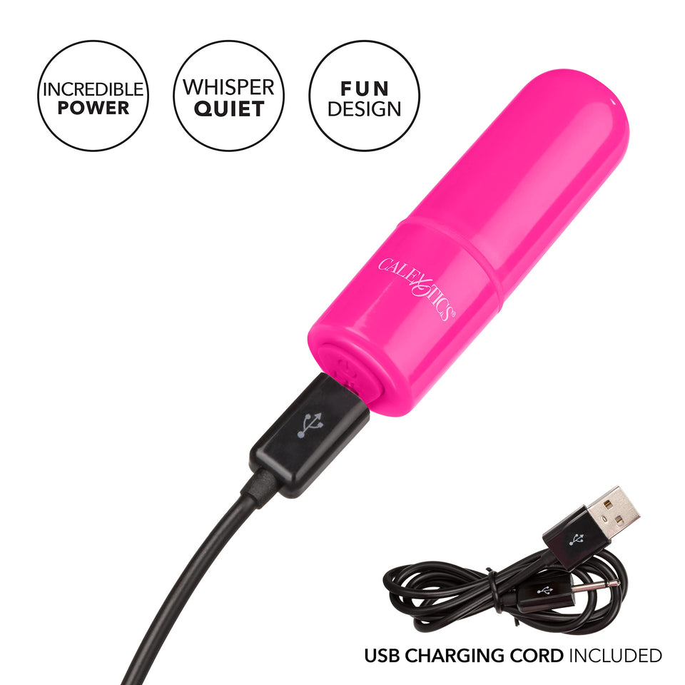 Calexotics Tiny Teasers Mini Bullet - Adult Rechargeable Vibe Massager - Waterproof Travel Size Sex Toys For Couples - Pink