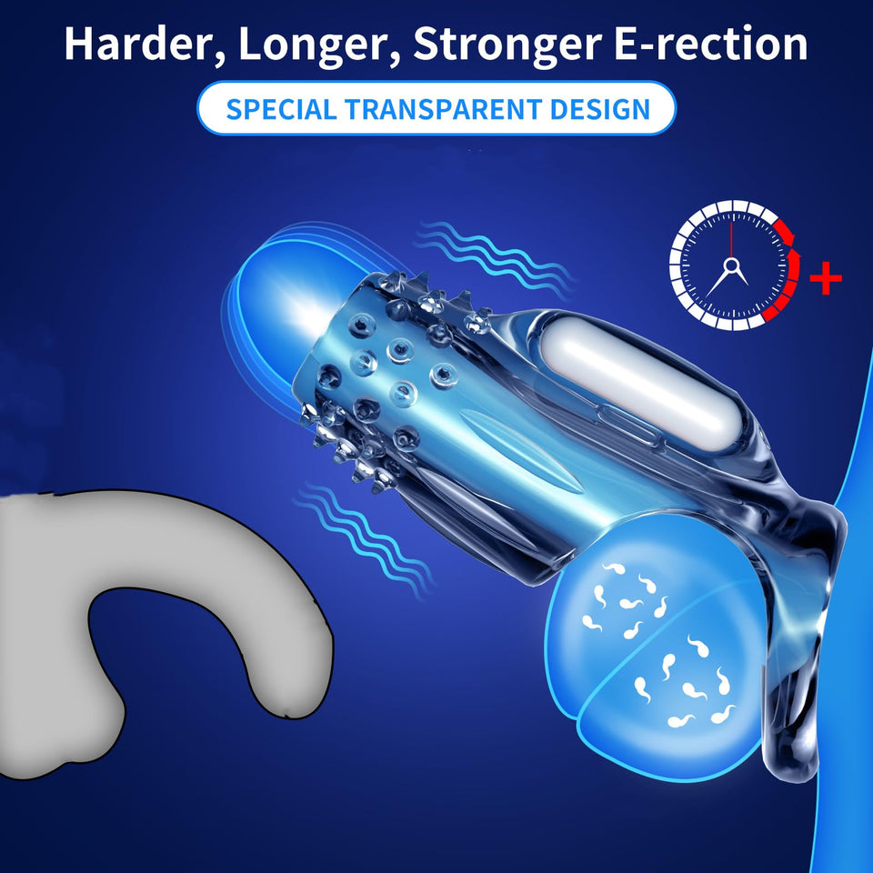 Pramtme Penis Sleeve Vibrating Cock Ring (Pack of 2), Adult Sex Toys for Men, Reusable Cock Sleeve Couple Vibrator, Delay Ejacul